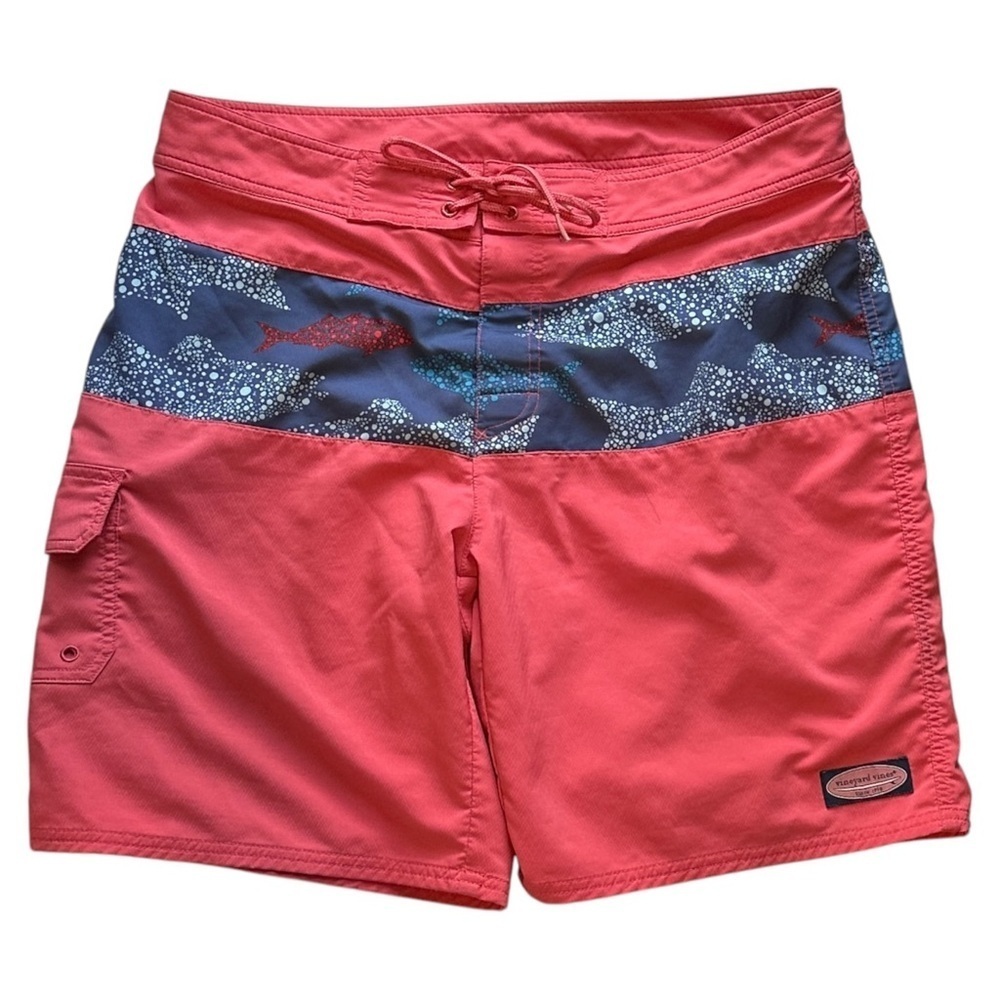Vineyard Vines 8” Unlined Boardshorts Salmon Fish Print Men’s Size 34